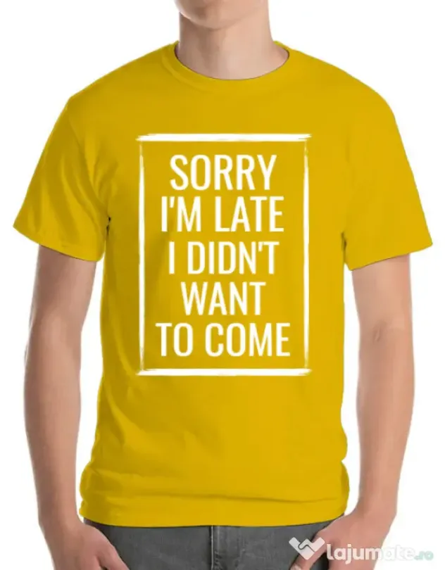 Tricou ADLER barbat Sorry i’m late Galben
