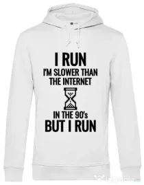 Hoodie barbat cu gluga I run Alb