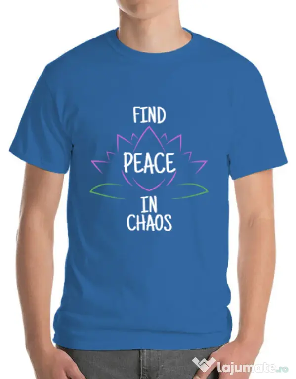 Tricou ADLER barbat Find peace Albastru azuriu
