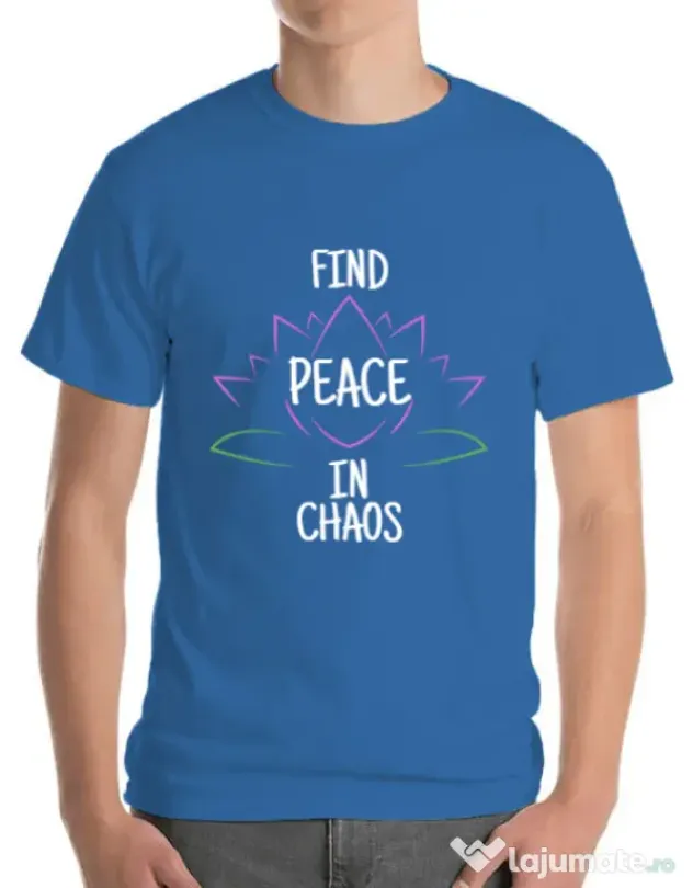 Tricou ADLER barbat Find peace Albastru azuriu