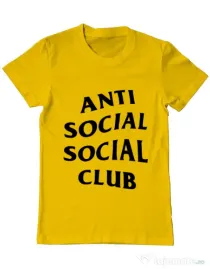 Tricou ADLER barbat Anti social Club Galben