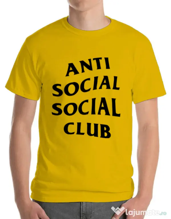 Tricou ADLER barbat Anti social Club Galben