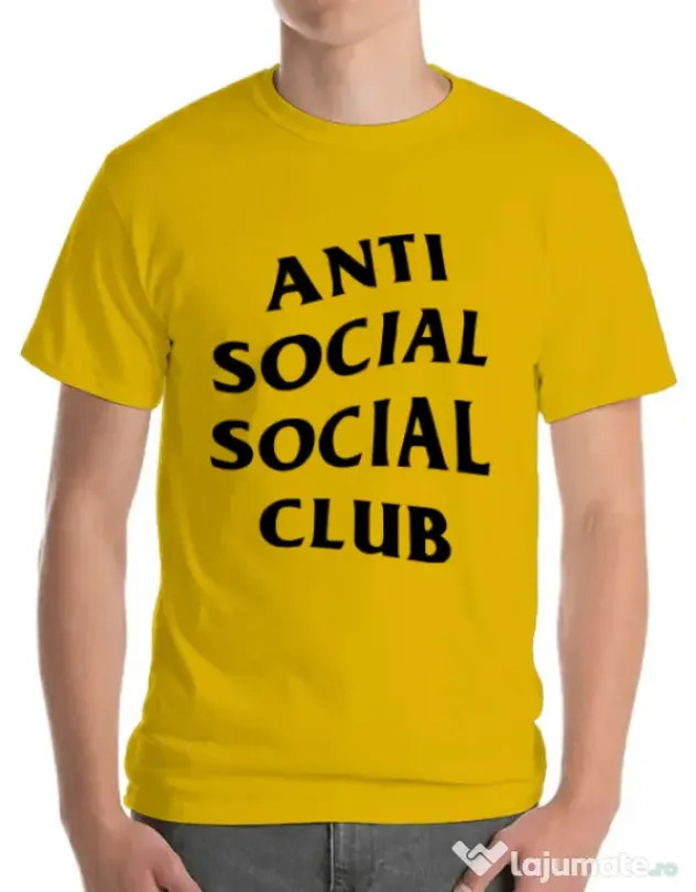 Tricou ADLER barbat Anti social Club Galben