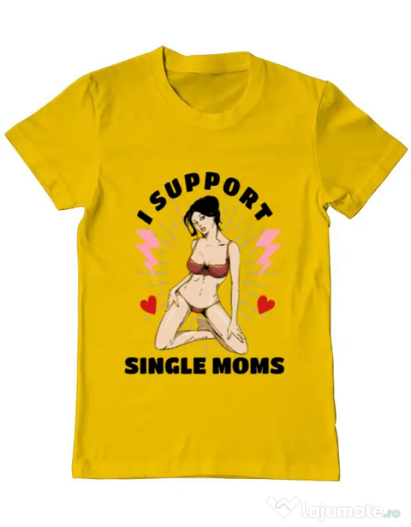 Tricou ADLER barbat I Support Single Moms Galben