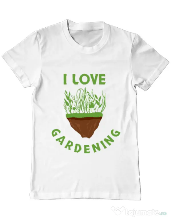 Tricou ADLER barbat I love gardening Alb
