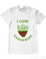 Tricou ADLER barbat I love gardening Alb