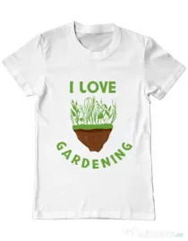 Tricou ADLER barbat I love gardening Alb