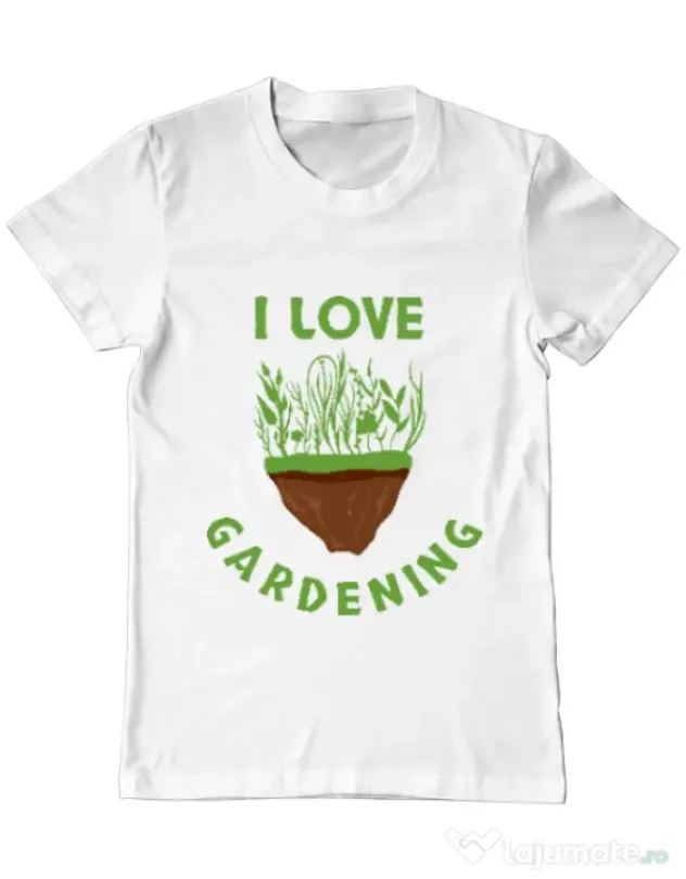 Tricou ADLER barbat I love gardening Alb