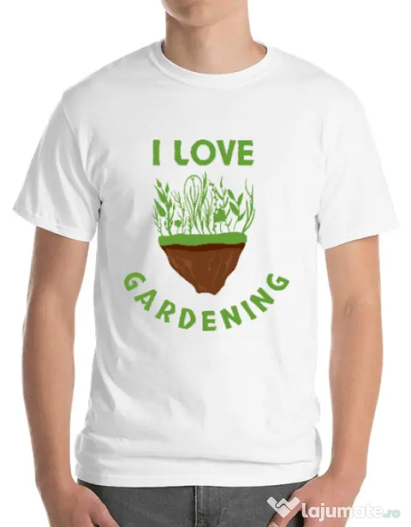 Tricou ADLER barbat I love gardening Alb