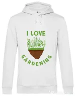 Hoodie barbat cu gluga I love gardening Alb