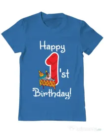 Tricou ADLER barbat Happy Birthday! Albastru azuriu