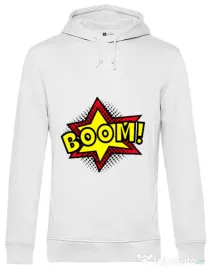 Hoodie barbat cu gluga Boom! Alb