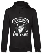 Hoodie barbat cu gluga Let’s workout Negru