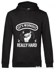 Hoodie barbat cu gluga Let’s workout Negru