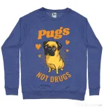 Bluza ADLER barbat Pugs not drugs Albastru melanj