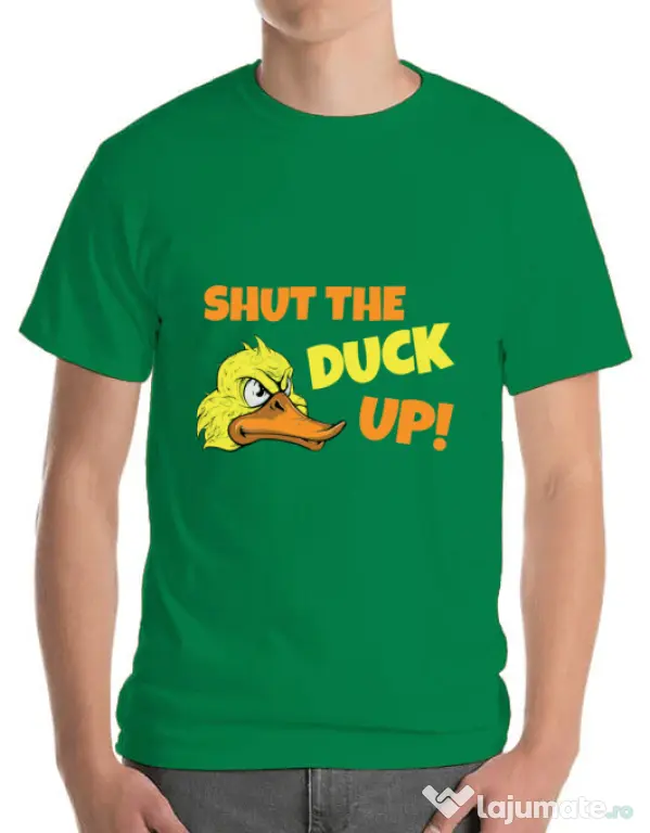 Tricou ADLER barbat Shut the duck up Verde mediu