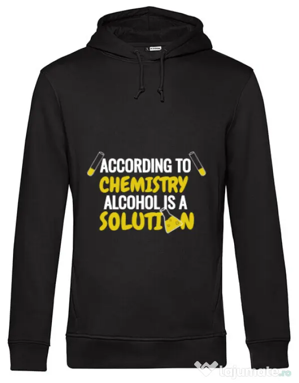 Hoodie barbat cu gluga Alcohol is a solution Negru