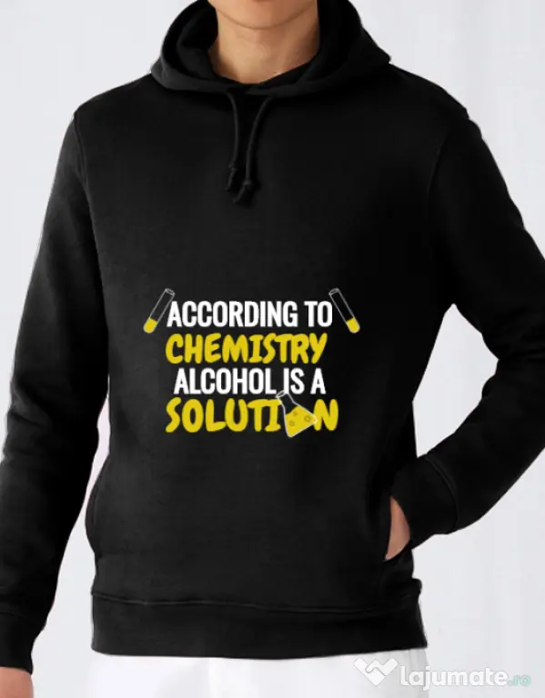 Hoodie barbat cu gluga Alcohol is a solution Negru