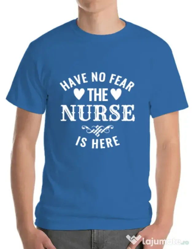 Tricou ADLER barbat The nurse is here Albastru azuriu
