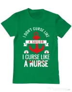 Tricou ADLER barbat Curse like a nurse Verde mediu