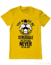 Tricou ADLER barbat Never quit Galben