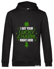 Hoodie barbat cu gluga Lucky charm Negru