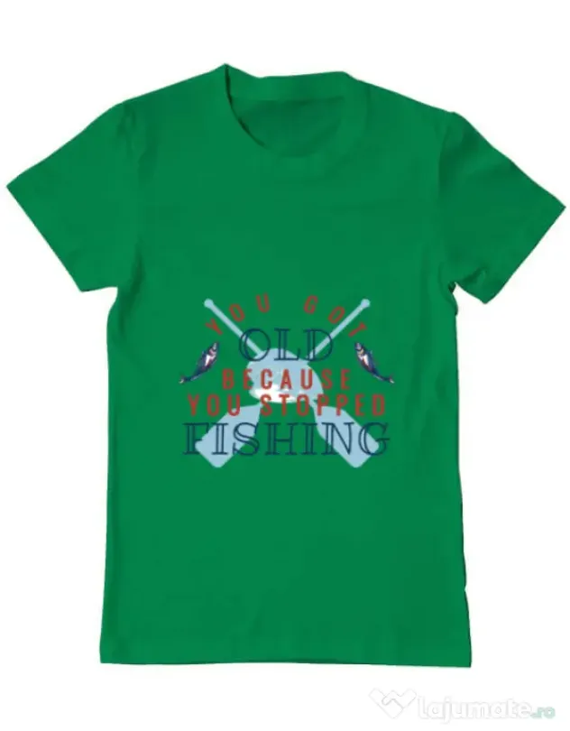 Tricou ADLER barbat You stopped fishing Verde mediu