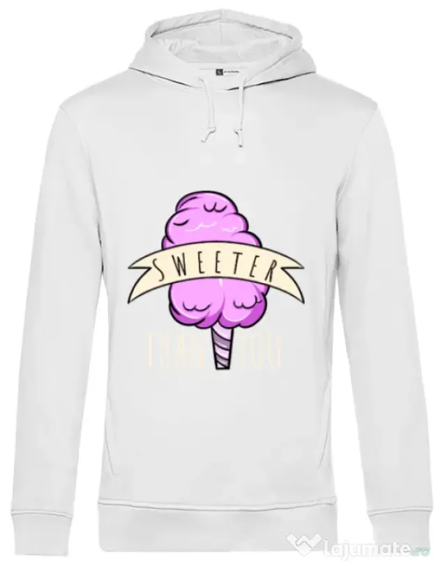 Hoodie barbat cu gluga Sweeter than you Alb