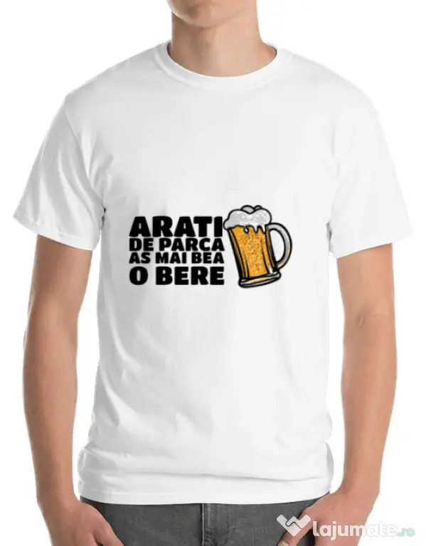 Tricou ADLER barbat As mai bea o bere Alb
