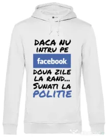 Hoodie barbat cu gluga Sunati la politie Alb