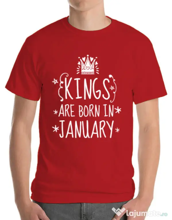 Tricou ADLER barbat Kings are born in january Rosu