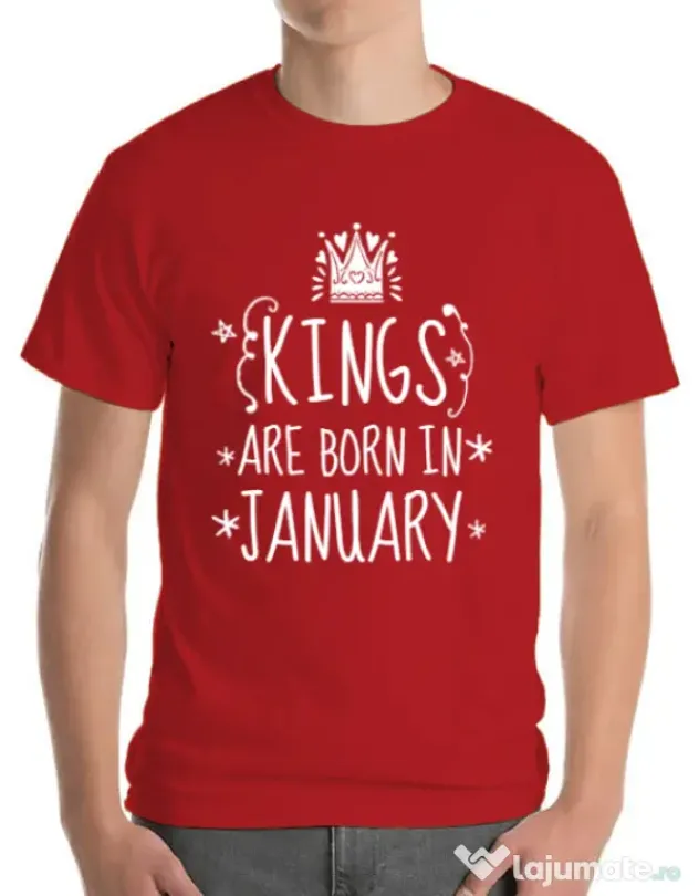 Tricou ADLER barbat Kings are born in january Rosu