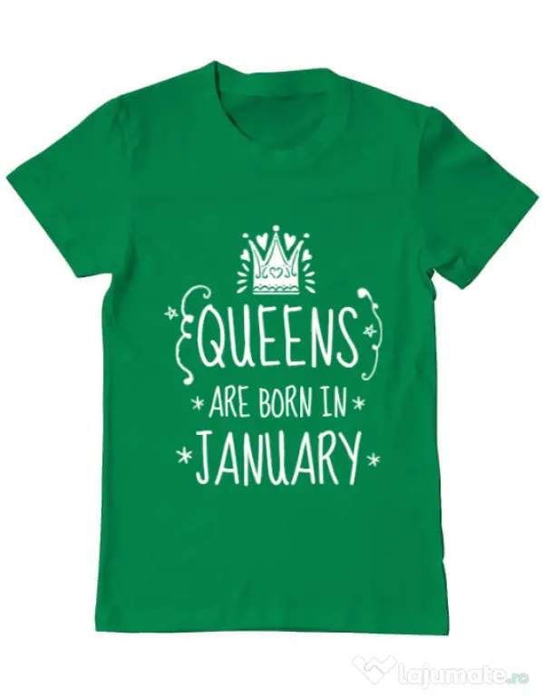 Tricou ADLER barbat Queens are born in january Verde mediu