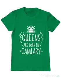 Tricou ADLER barbat Queens are born in january Verde mediu
