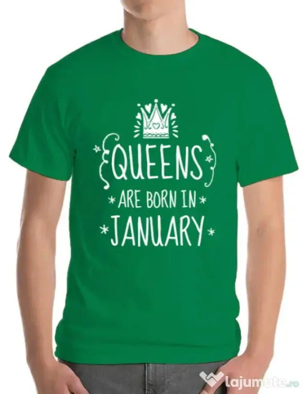 Tricou ADLER barbat Queens are born in january Verde mediu