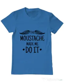 Tricou ADLER barbat The moustache Albastru azuriu