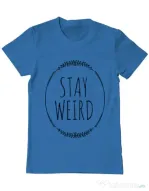 Tricou ADLER barbat Stay weird Albastru azuriu