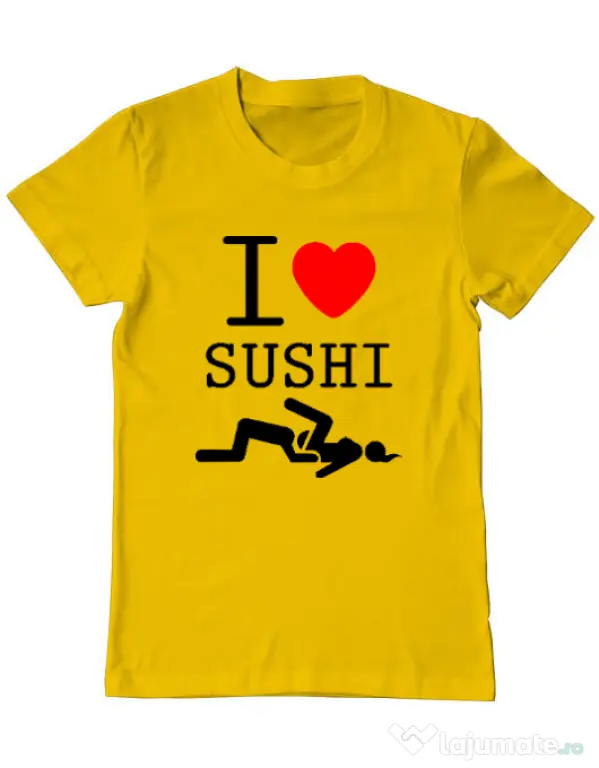 Tricou ADLER barbat I love sushi Galben