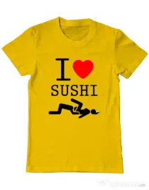 Tricou ADLER barbat I love sushi Galben