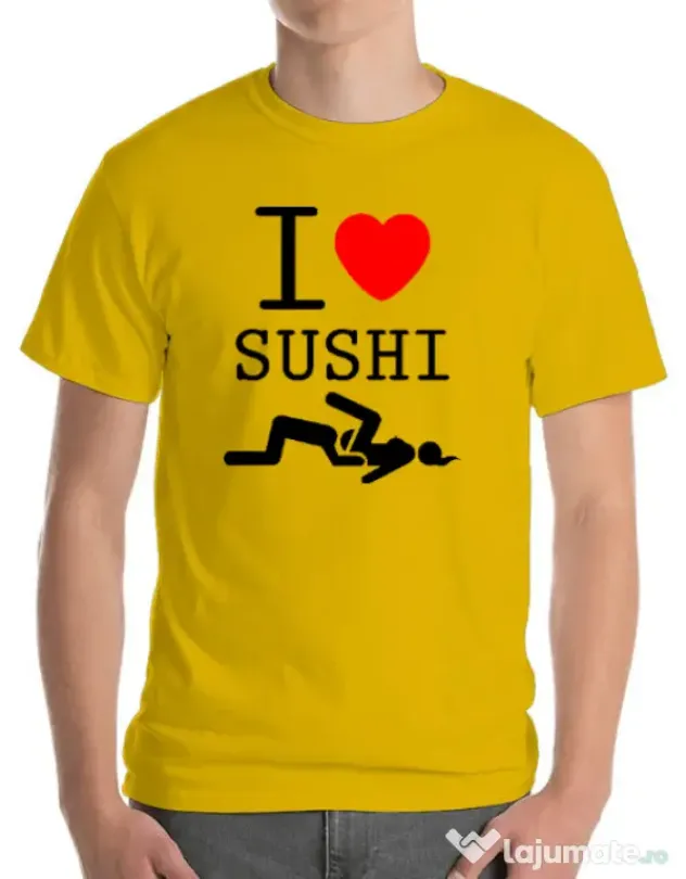 Tricou ADLER barbat I love sushi Galben