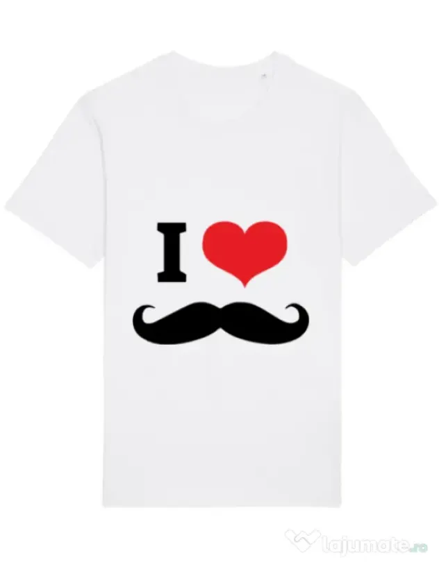 Tricou STANLEY STELLA barbat I love moustaches Alb