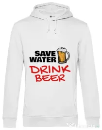 Hoodie barbat cu gluga Save water Alb