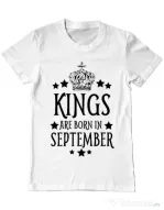 Tricou ADLER barbat Kings are born in september Alb