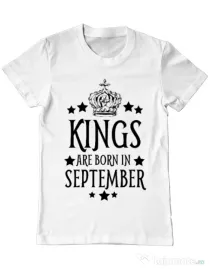 Tricou ADLER barbat Kings are born in september Alb