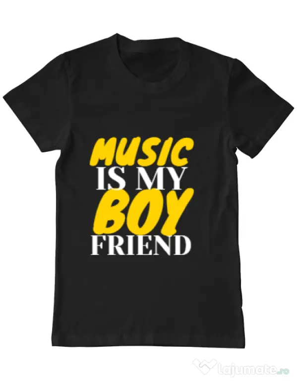 Tricou ADLER barbat Music is my boyfriend Negru
