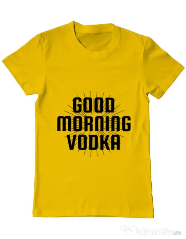Tricou ADLER barbat Good morning vodka Galben