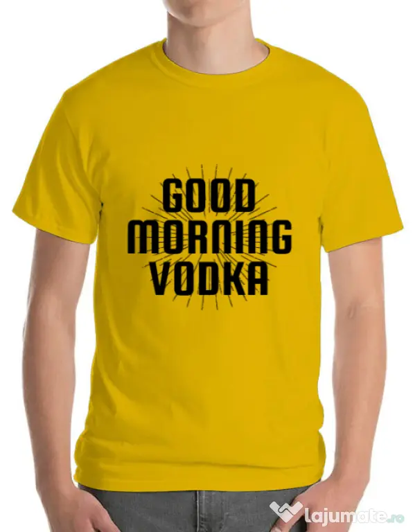 Tricou ADLER barbat Good morning vodka Galben
