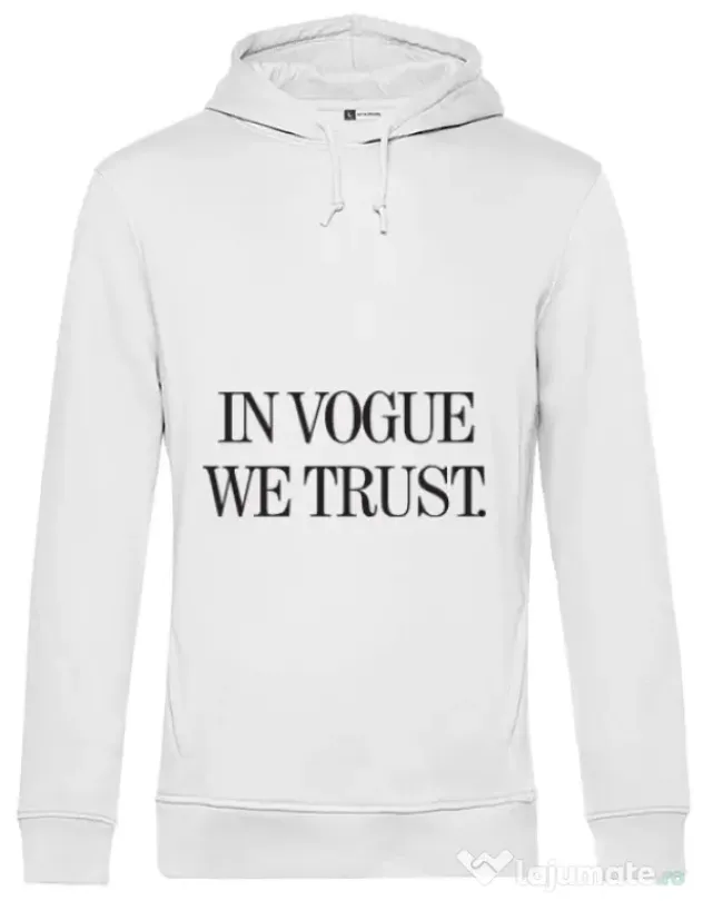Hoodie barbat cu gluga In vogue we trust Alb