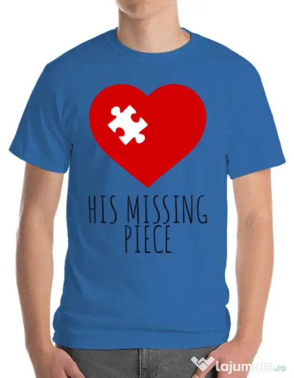 Tricou ADLER barbat His missing piece Albastru azuriu