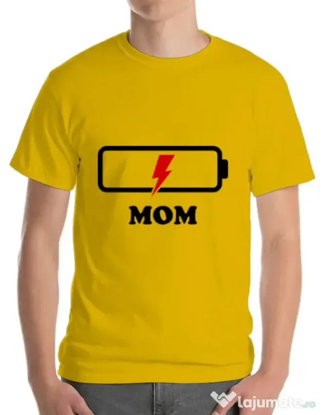 Tricou ADLER barbat Mom battery Galben